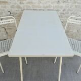 Folding table and its 2 folding chairs Souvignet from the 60s