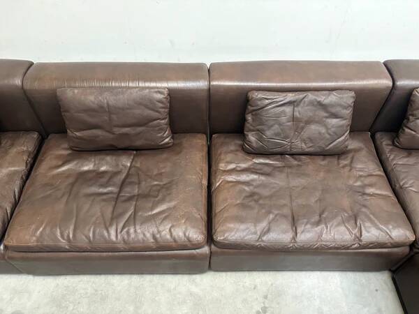 Large leather modular lounge sofa, 1970s