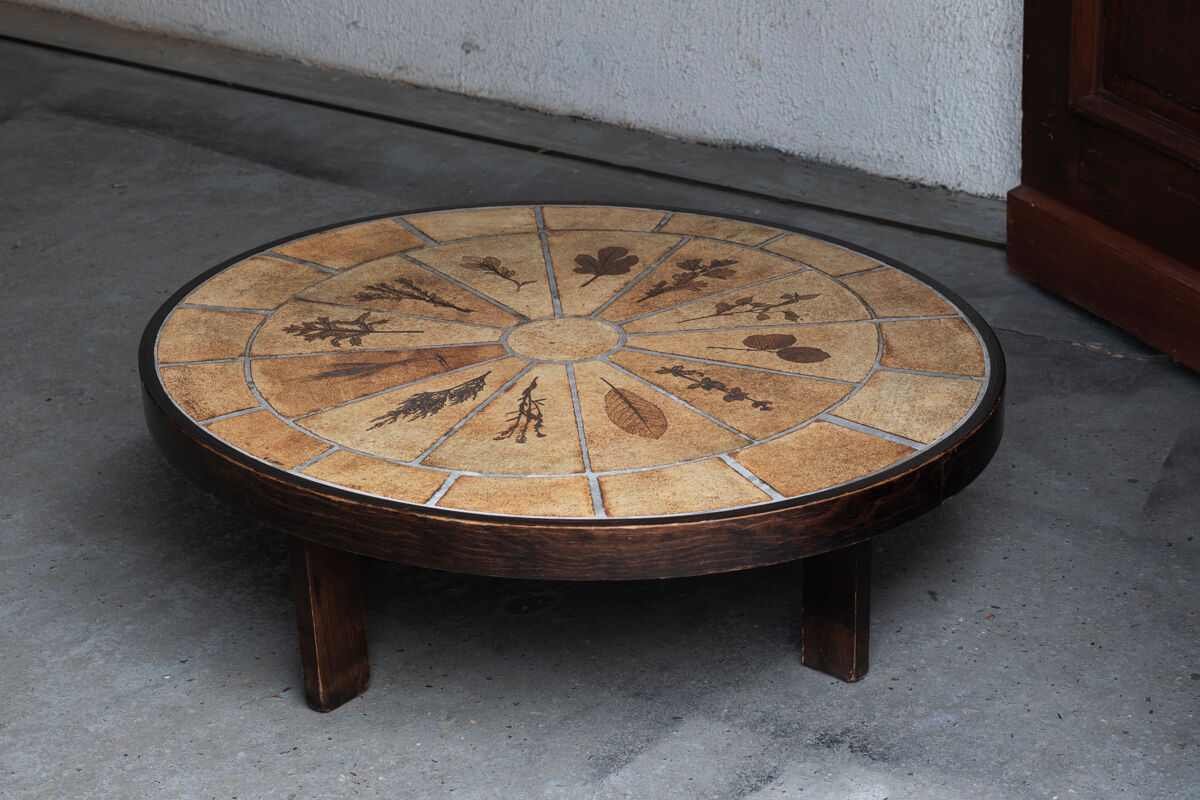 Coffee table by Roger Capron, oval design, France, 1960s