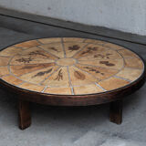 Table basse de Roger Capron, design ovale, France, années 1960