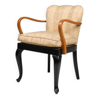 Chaise d'appoint Art Déco en bois de hêtre, France années 1940
