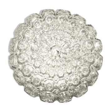 Plafonnier en verre ambré alvéolé, design Helena Tynell, 1970