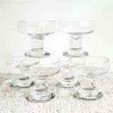 Set of 6 glass champagne glasses by Codec Vintage from the 70s