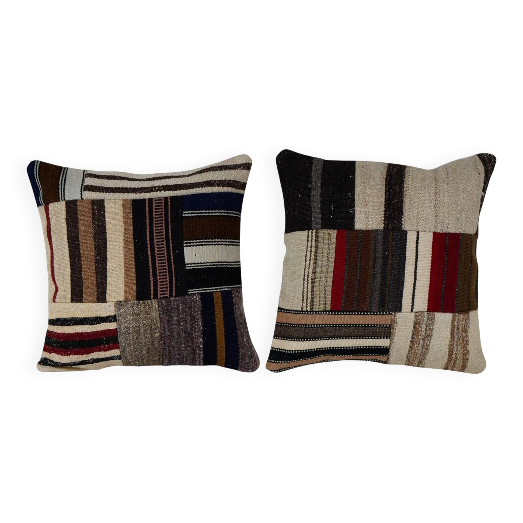 Set of 2 vintage kilim cushion covers 51x51 cm