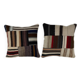 Set of 2 vintage kilim cushion covers 51x51 cm