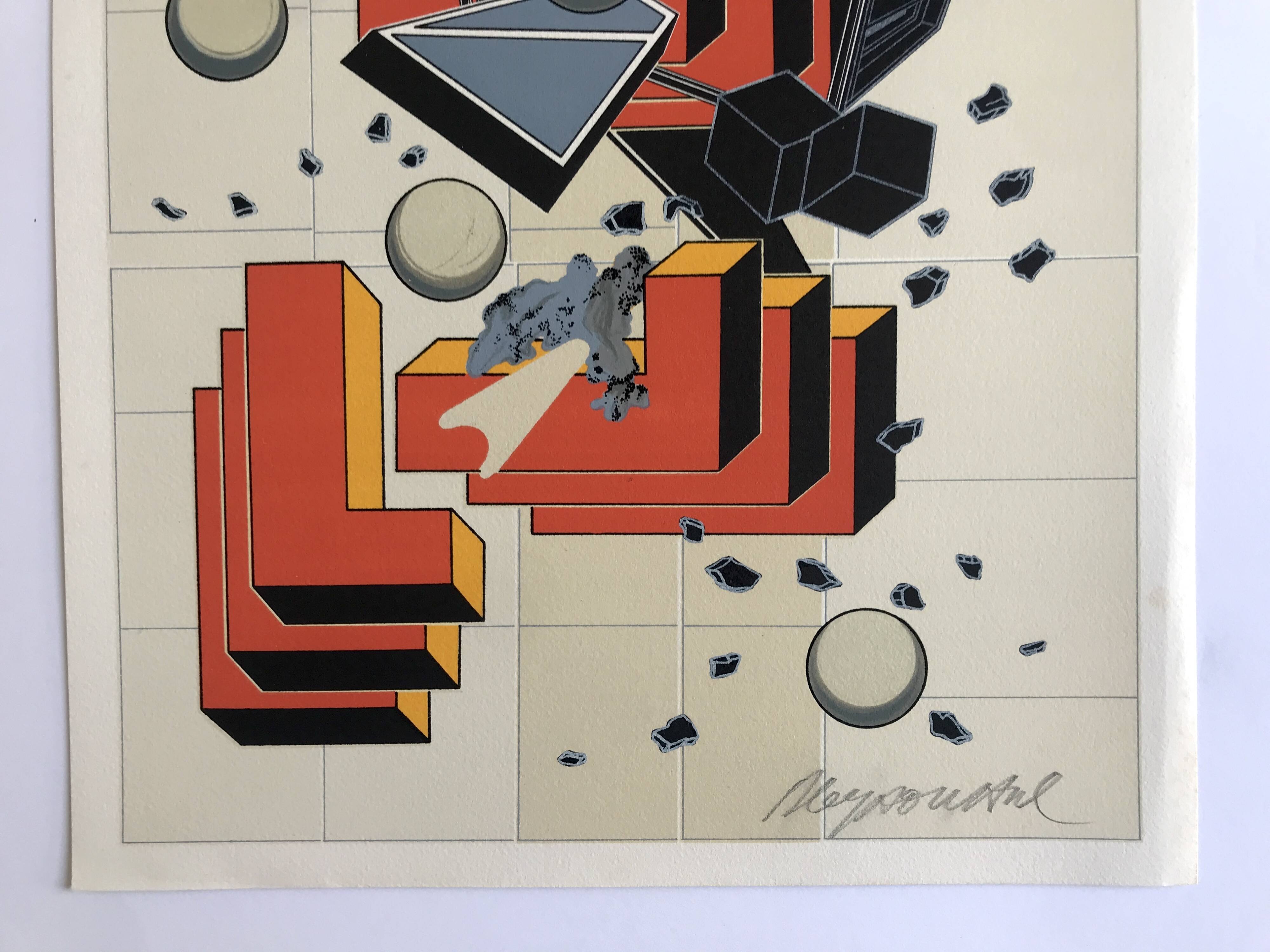 Alain le yaouanc un chantier, 1978. lithographie originale signée au crayon