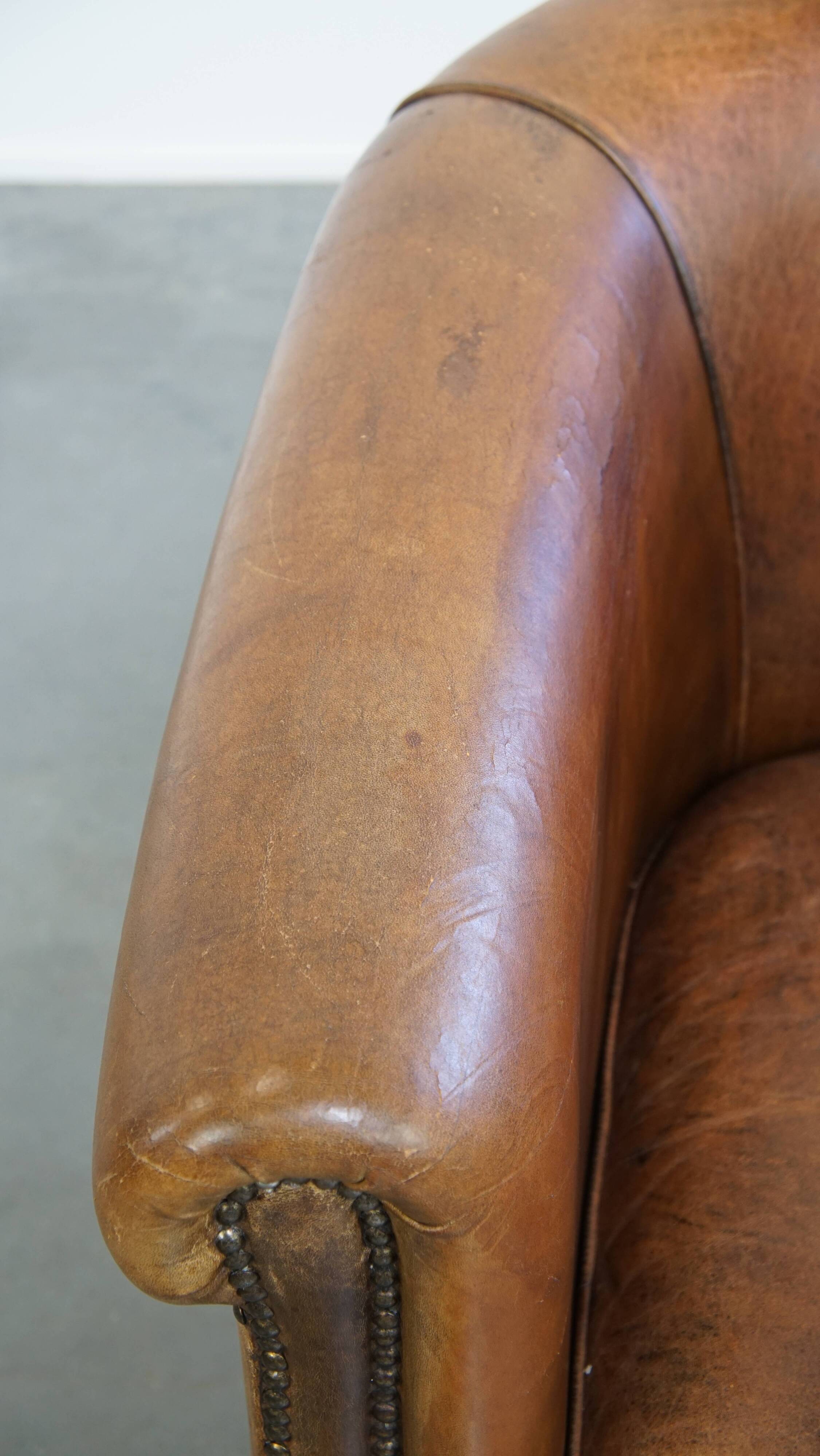 Vintage Sheepskin Leather Club Chair