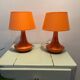 2 lampes de chevet orange, années 70