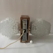 Set of 3 Temde Leuchten wall lights, Teck and frosted glass, 1950-60.