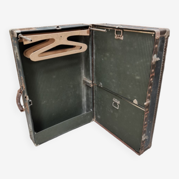 Ancienne valise malle cabine luxe - ermett - penderie et compartiments