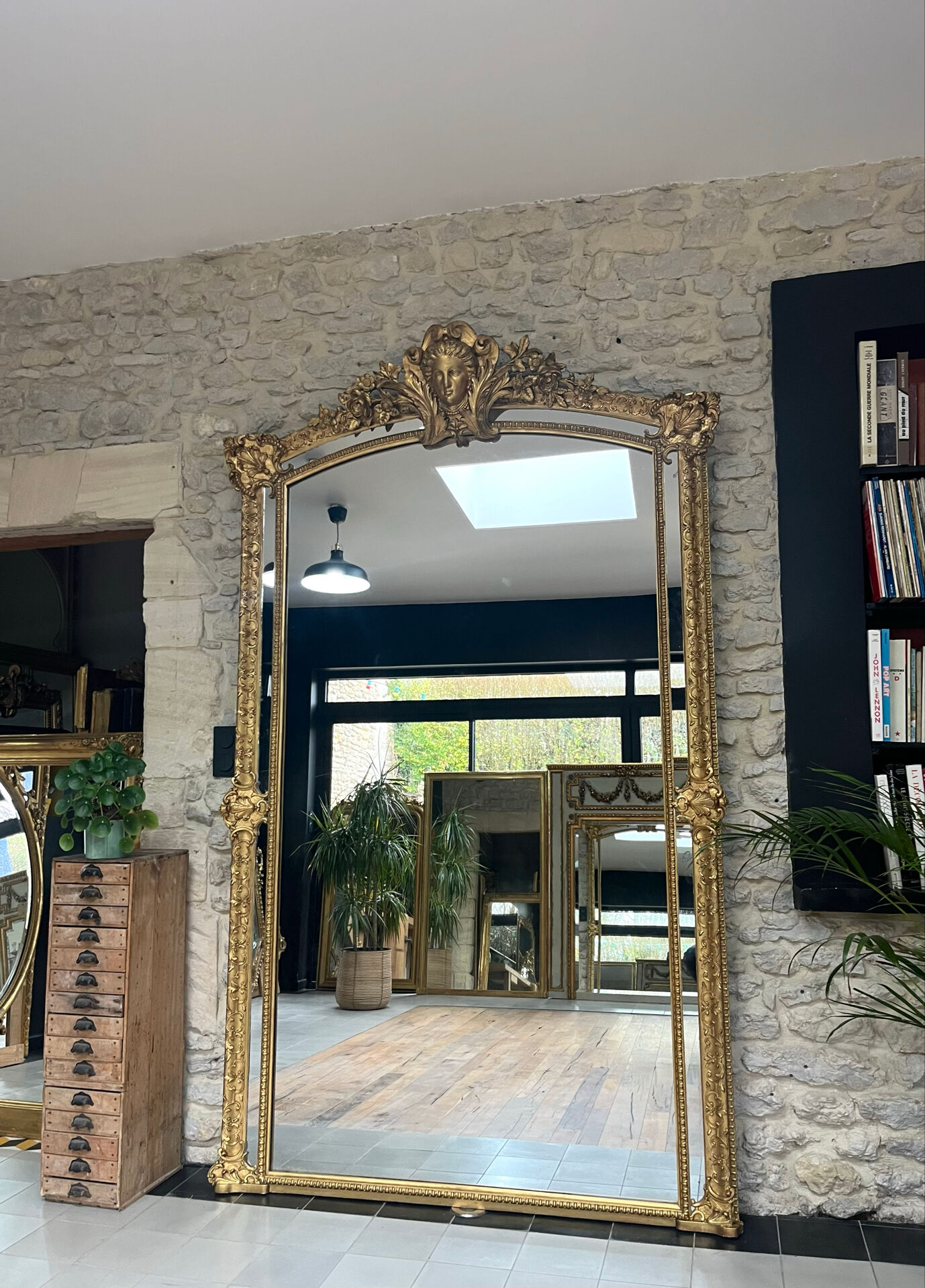 Mirror 244.5/142.5cm Louis XIV with mercury glass, gold leaf.