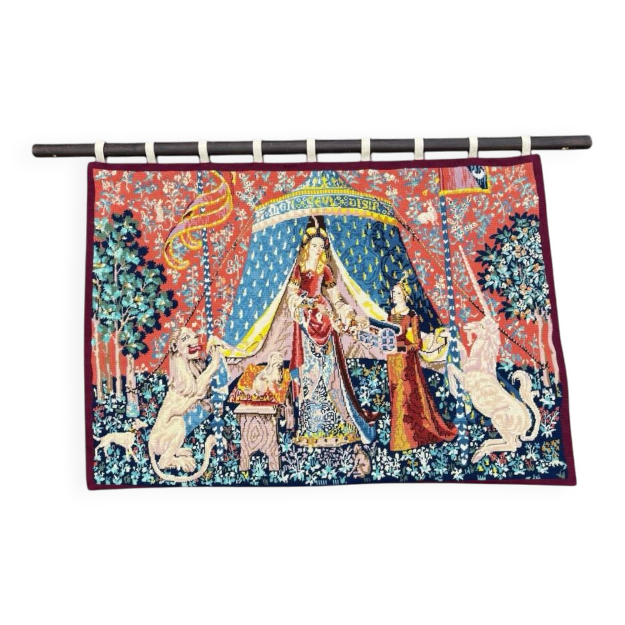 Ancient wool tapestry "The Lady and the Unicorn"