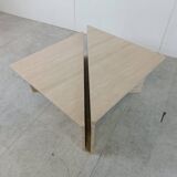 Tables basses triangulaires en travertin Up & Up, années 1970