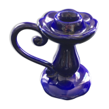 Indigo earthenware candlestick