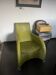 Fauteuil vert anis en cuir van den Bergh