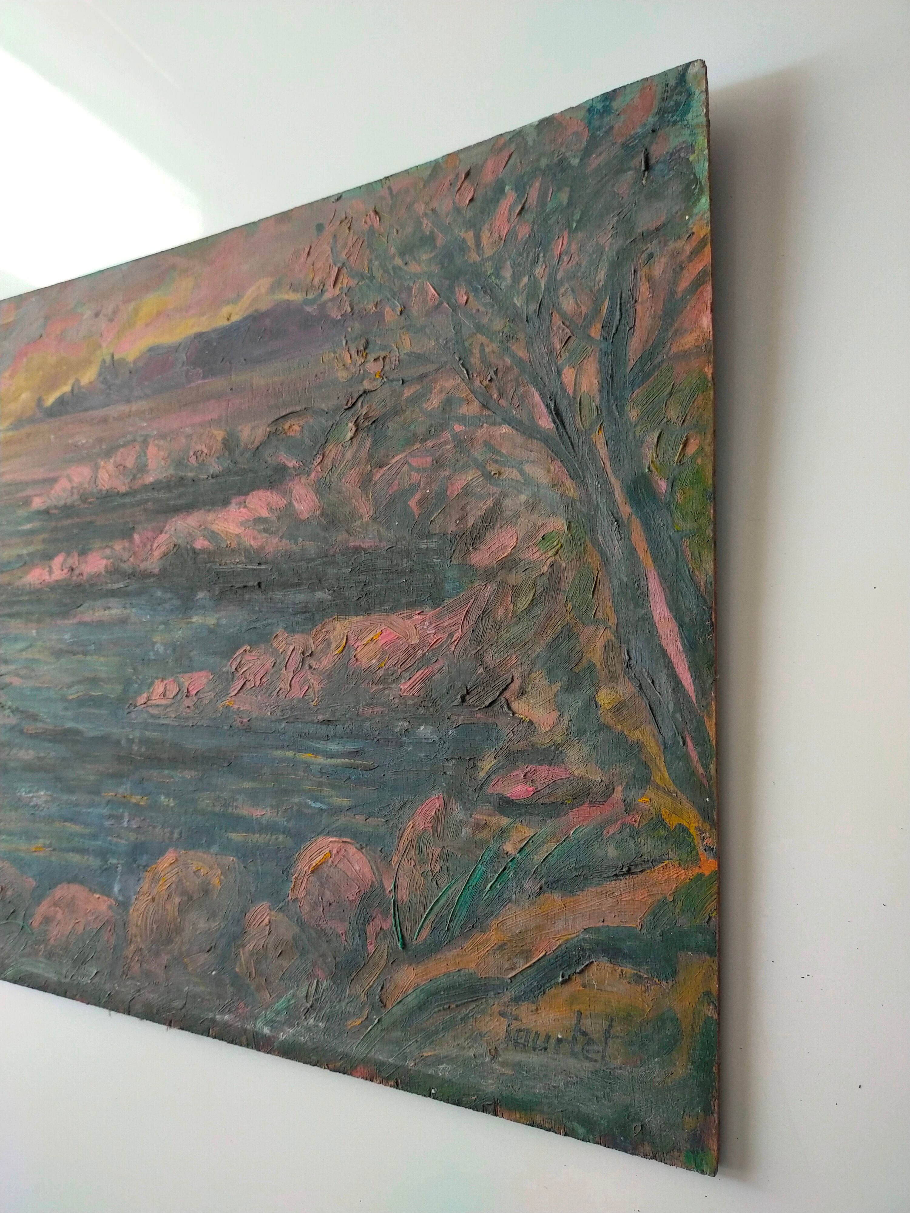Oil on panel signed tourtet coastal landscape sailboat
