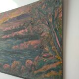 Oil on panel signed tourtet coastal landscape sailboat