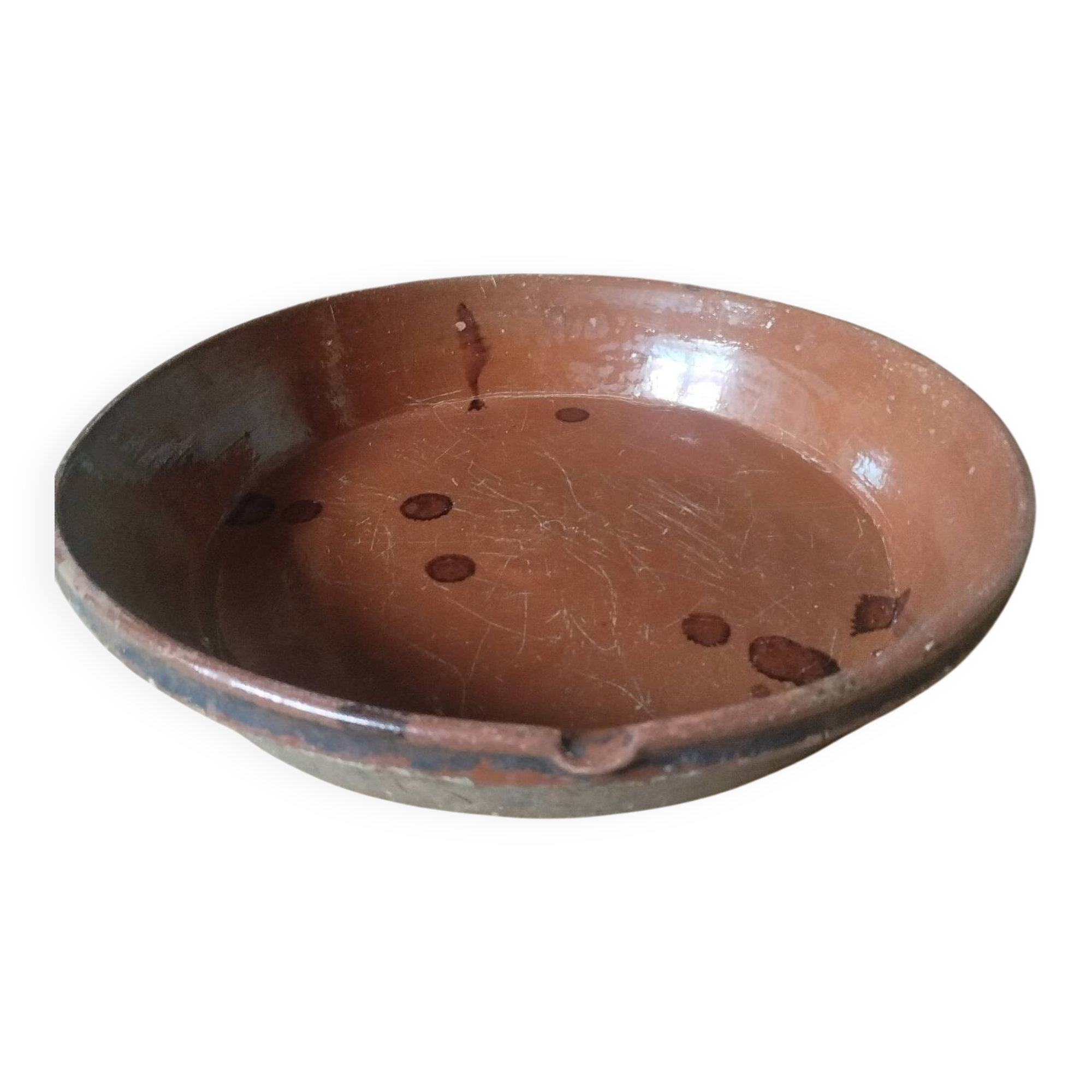 Large glazed earthenware dish