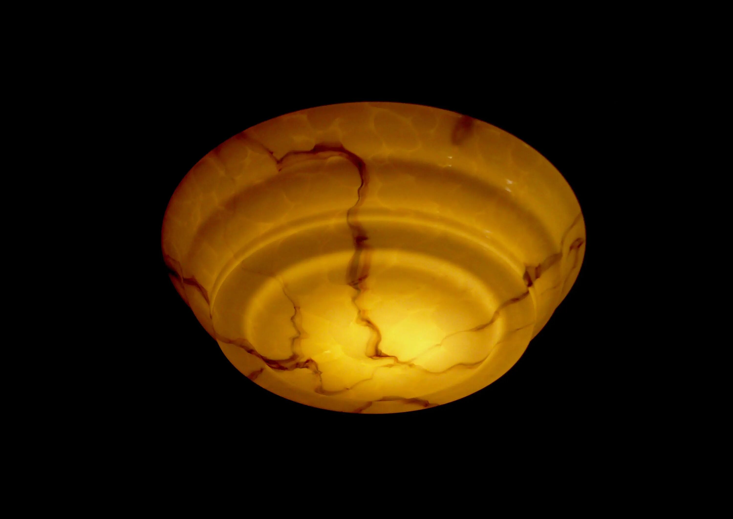Large Art Deco Glass Pendant Light, Marbled with Rope Suspension, 1920s - 1930s