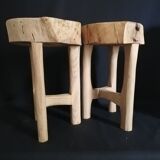 Brutalist solid oak stool