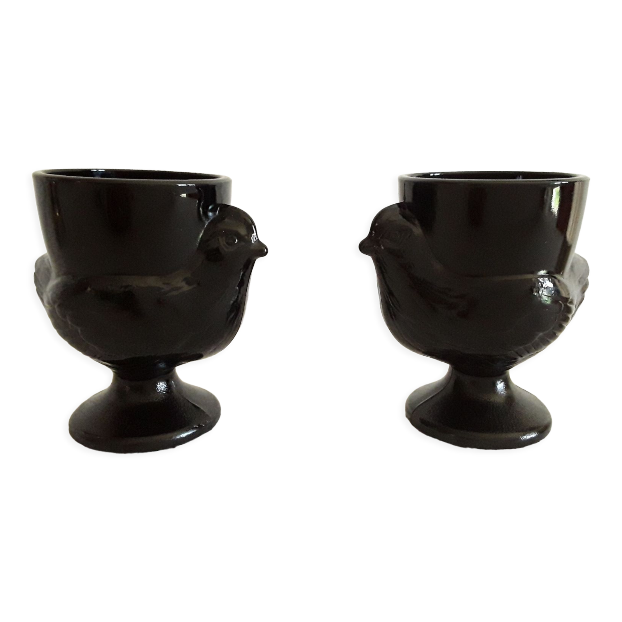 Vintage chicken shells in black opaline