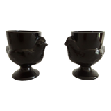 Vintage chicken shells in black opaline