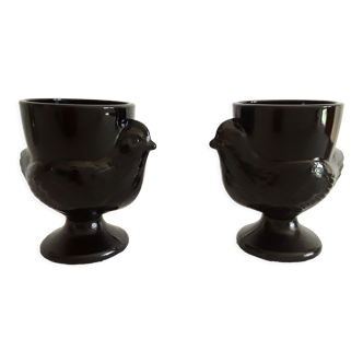 Vintage chicken shells in black opaline