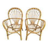 Set of 2 rattan armchairs from the 60s