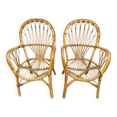 Set de 2 fauteuils en rotin des années 60’s