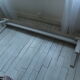 Farmhouse bench, pearl grey patinated oak bed, wood seat waxed finish.