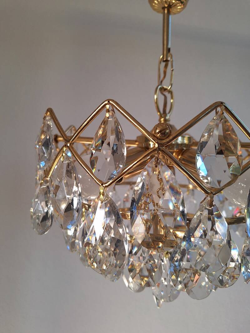 Vintage italian circular chandelier crystal drops