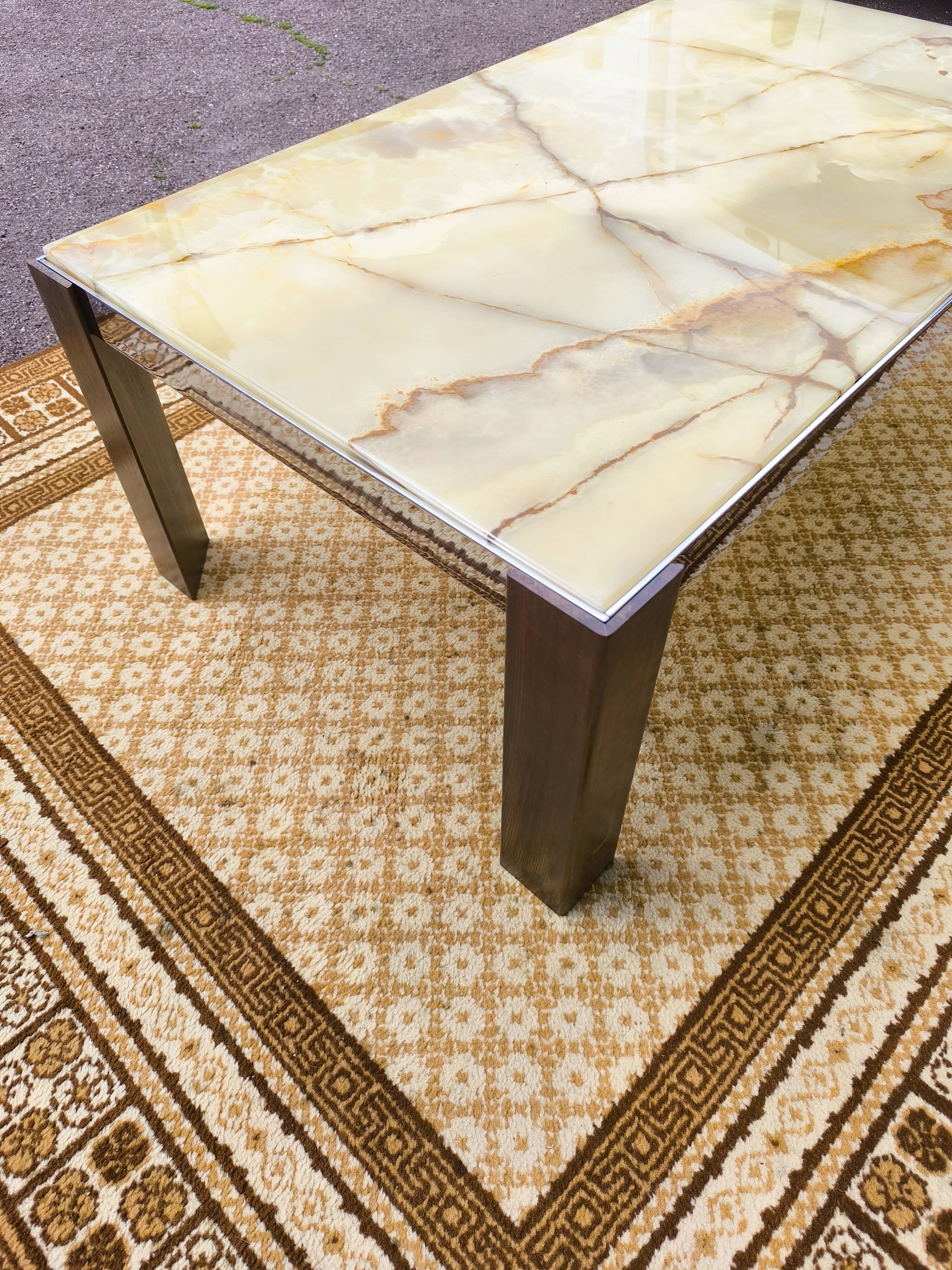 Wood chrome marble coffee table