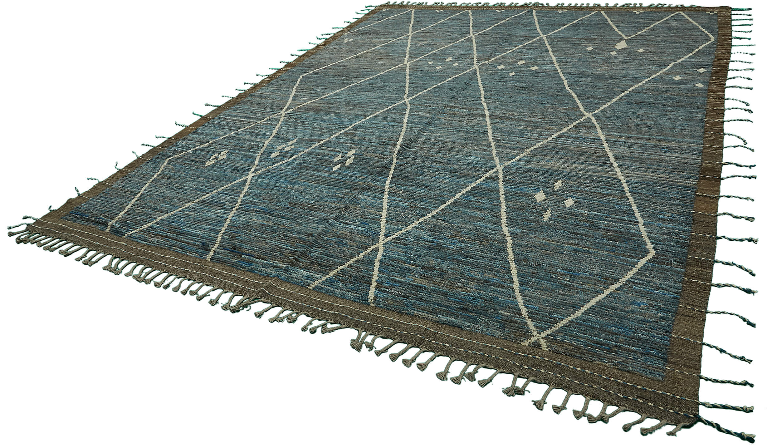 Hand-Knotted Turkish Contemporary 290 cm x 383 cm Blue Wool Carpet