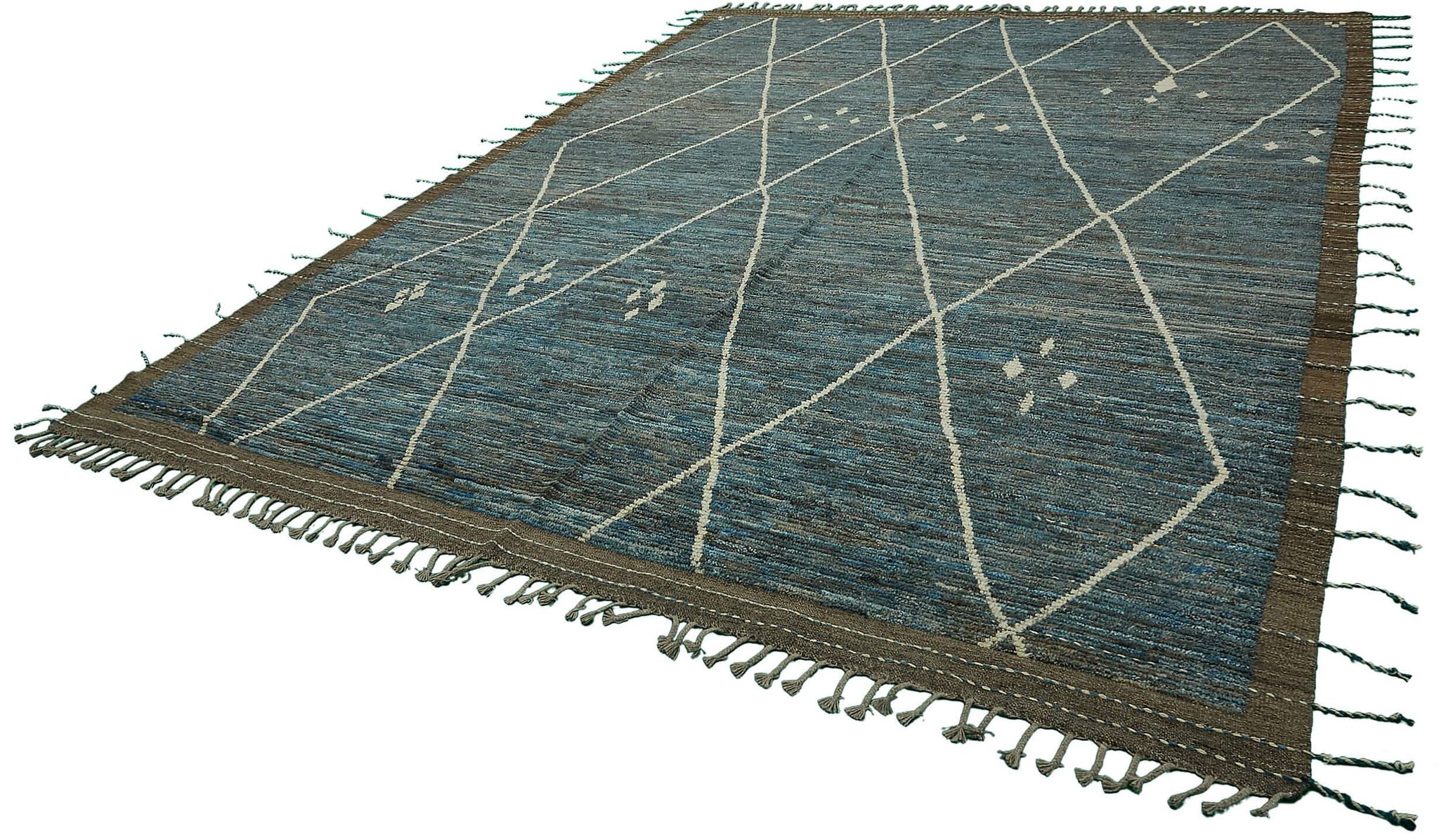 Hand-Knotted Turkish Contemporary 290 cm x 383 cm Blue Wool Carpet
