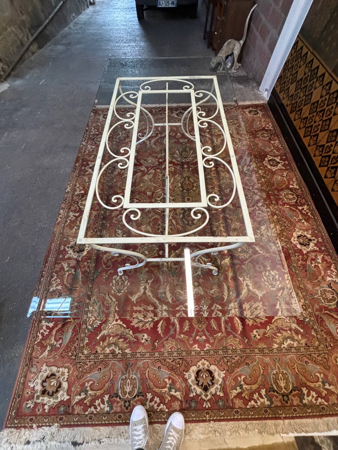 Iron and glass garden furniture