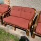 Vintage rattan lounge set 1 bench and 2 armchairs