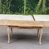 Louis XV extendable dining table renovated in raw wood 220cm