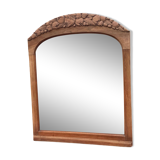 Art Deco mirror in carved arch renovated in solid raw oak wood