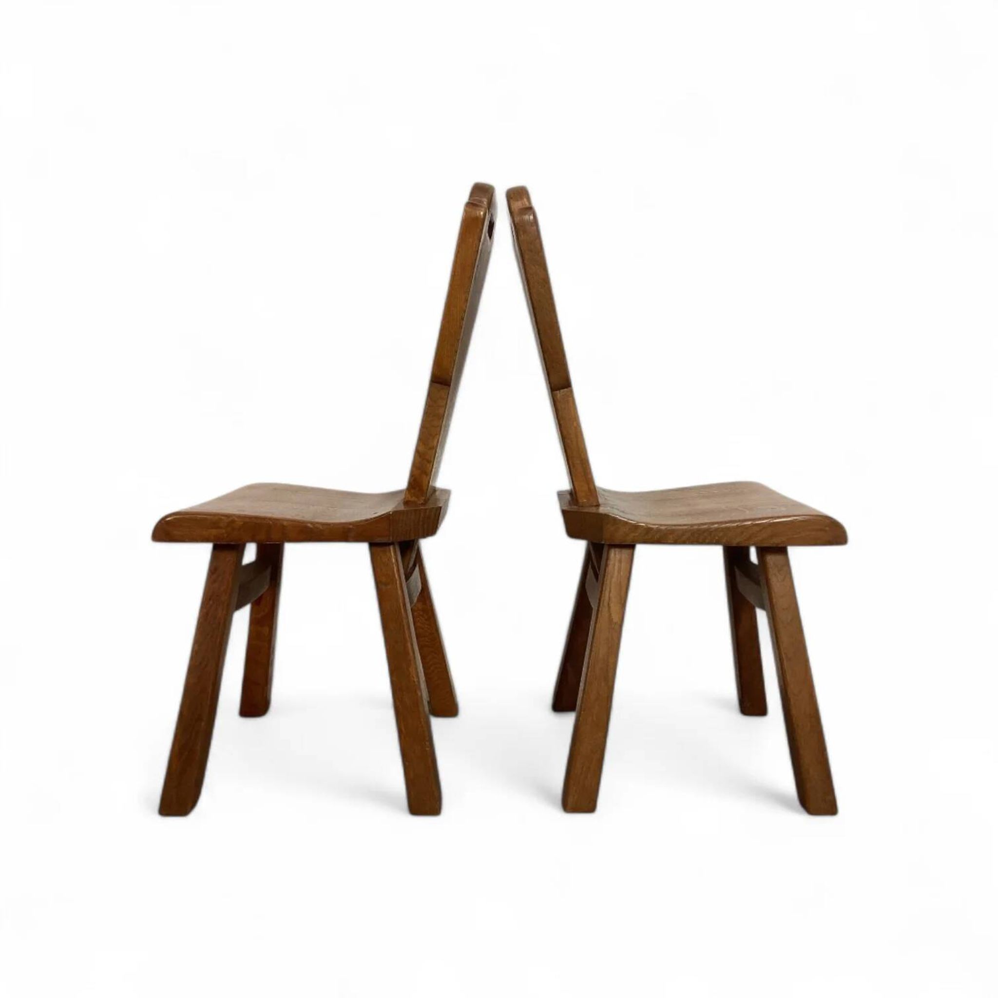 4 chaises de salle à manger brutalistes du milieu du siècle, Belgique / années 1970