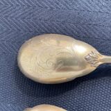 Salad cutlery service, filled silver, gold metal, France