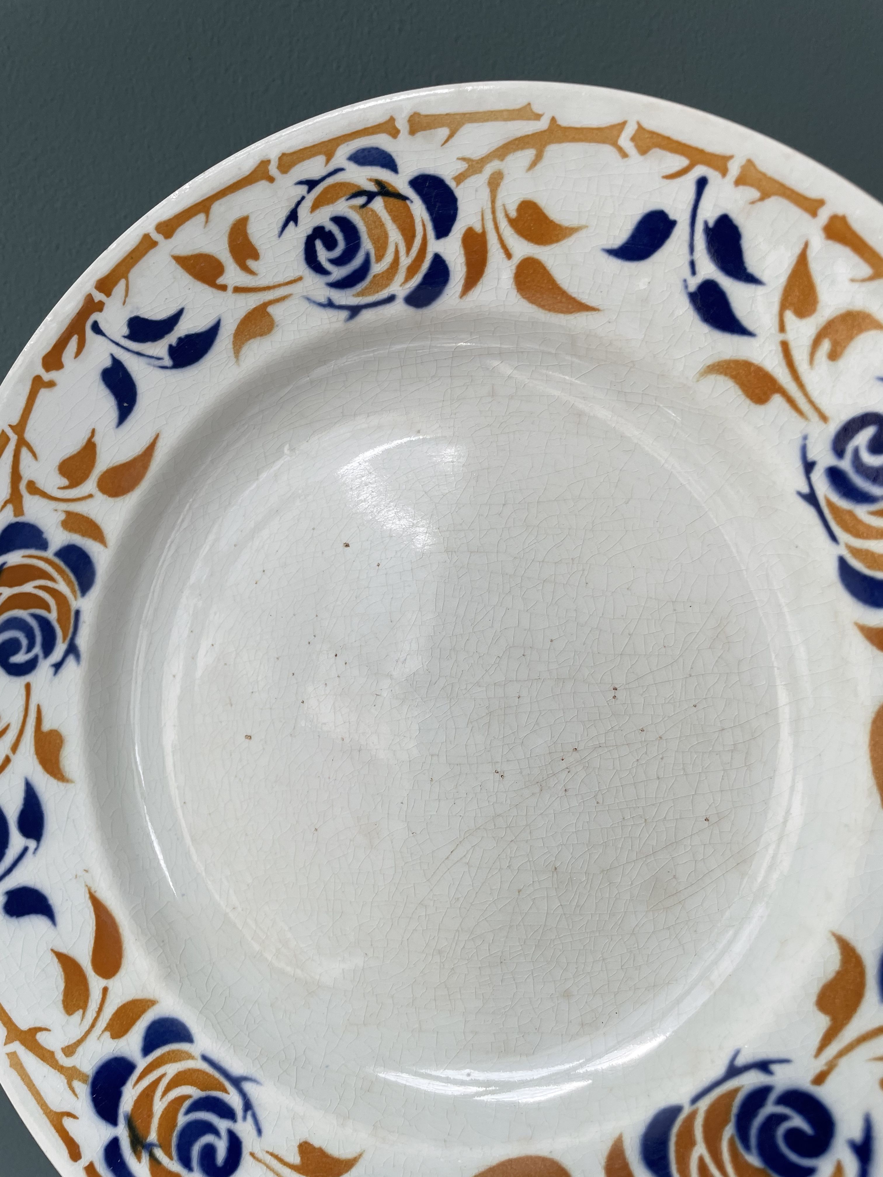Set of 12 flat plates Terre de Fer in earthenware Moulin des Loups and Hamage, Dijon model