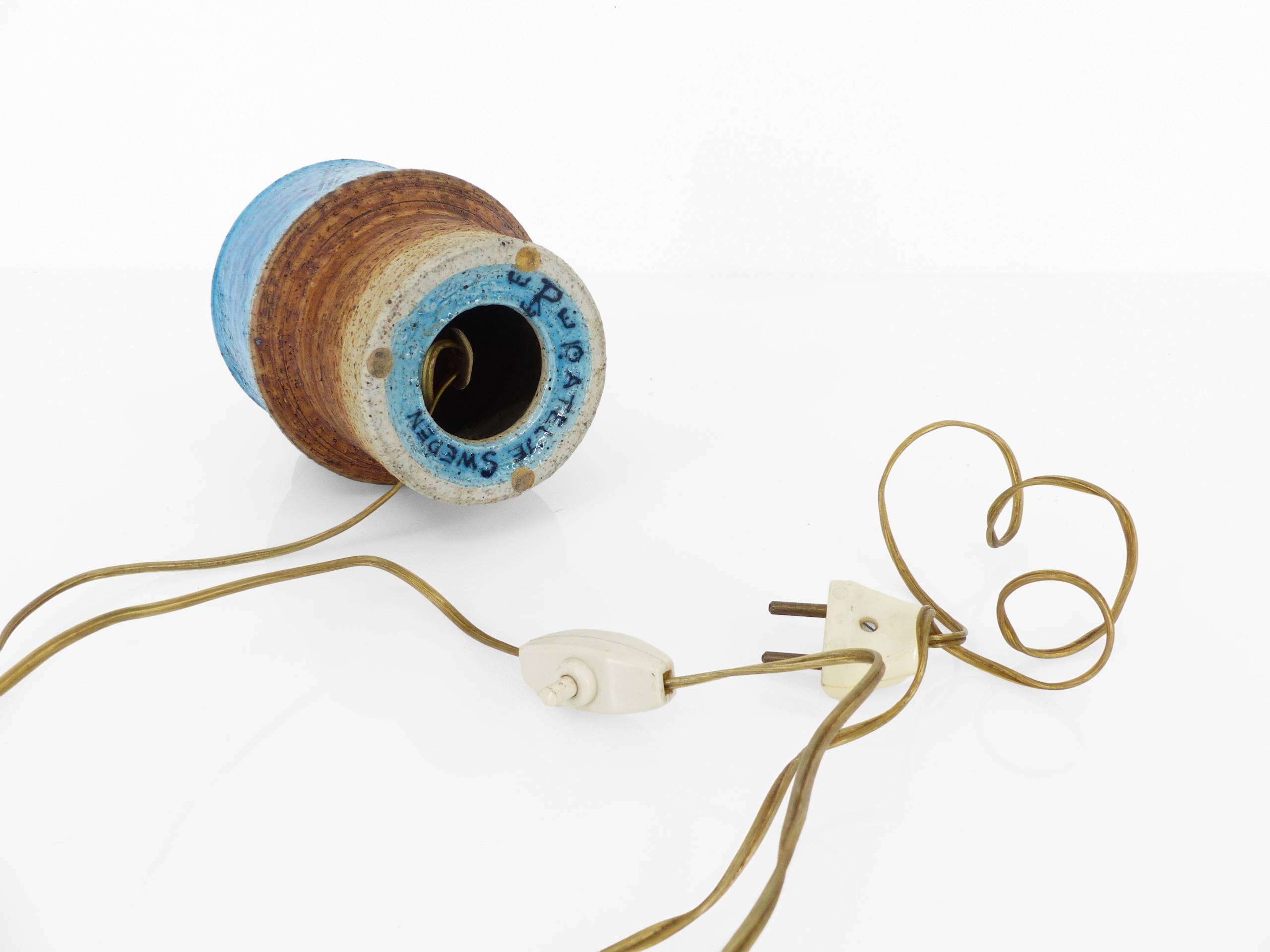 Lampe scandinave en grès bleu par Inger Persson pour Rörstrand, Suède 1960