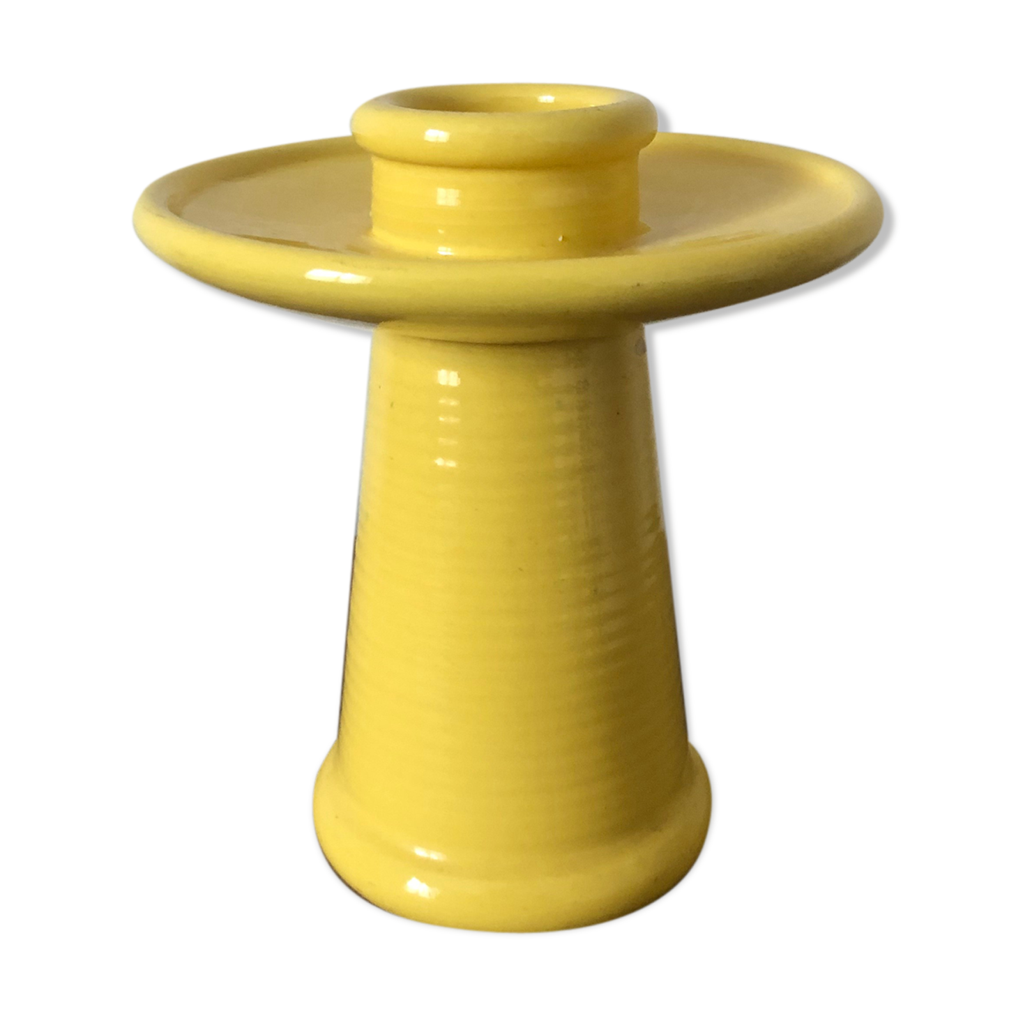 Vintage yellow ceramic candlestick