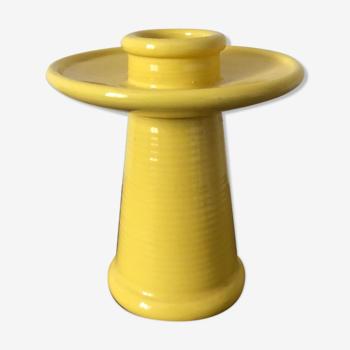 Vintage yellow ceramic candlestick