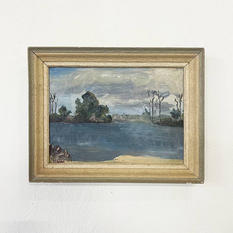 Painting “Lake”, B.Gillet, Oil on strong cardboard