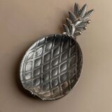 Silver-Plated Pineapple Bowl, 1960s Vintage Saladier in Metal, Tropical Centerpiece