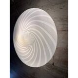 Plafonnier ou applique murale contemporaine italienne en verre de Murano aux tourbillons blancs et laiteux