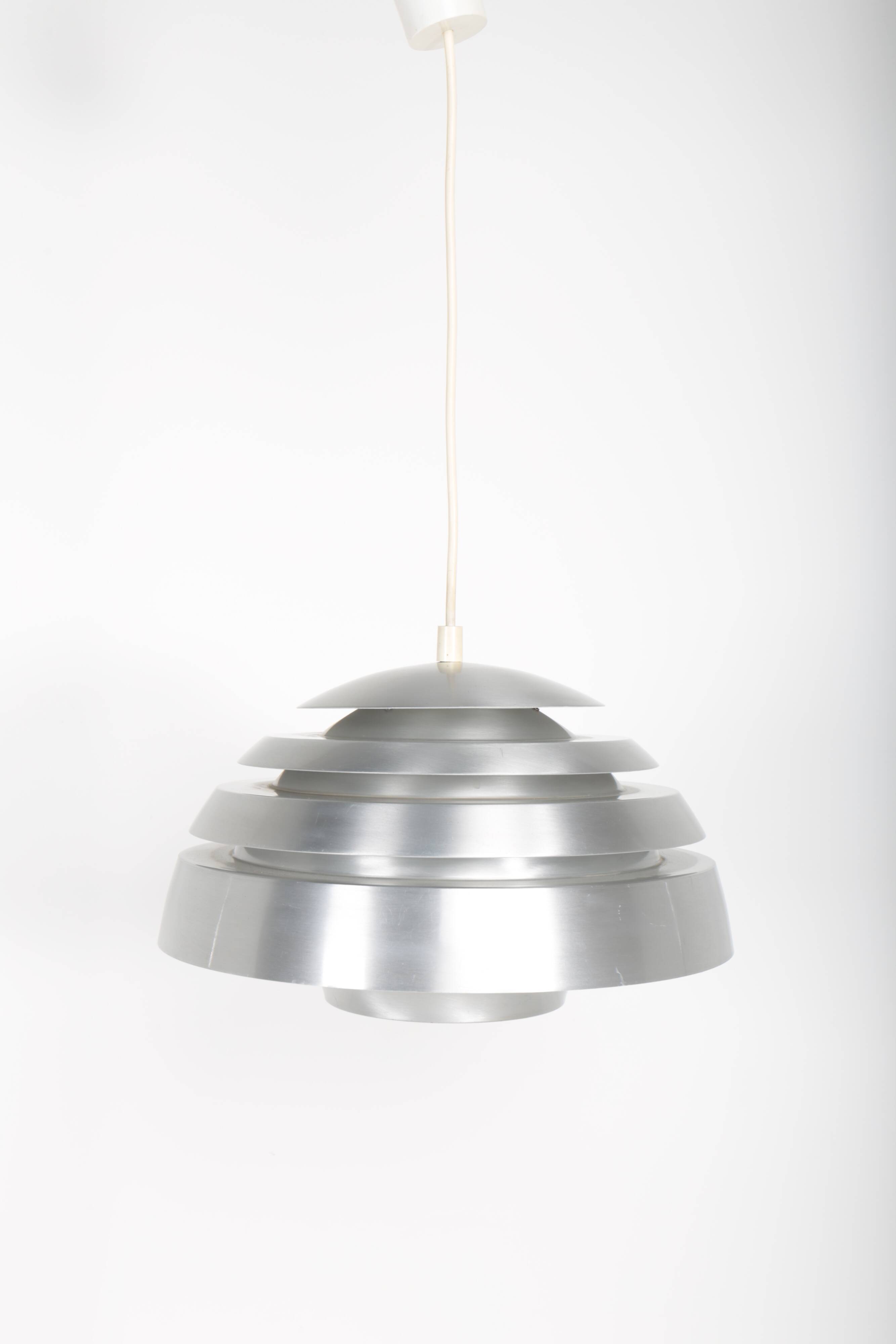 Vintage pendant light with brushed aluminum slats, 1970s