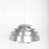Vintage pendant light with brushed aluminum slats, 1970s