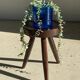 Brown solid wood stool seated circular dug